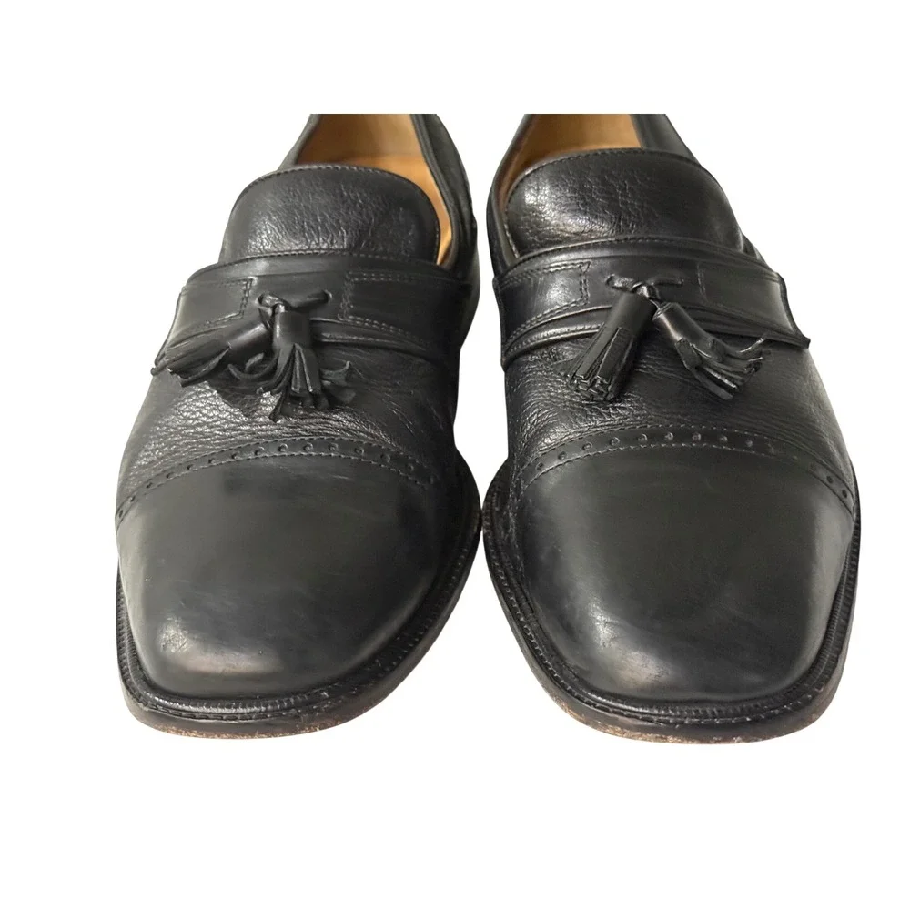 Pronto Uomo Firenze Mens Black Leather Tassel Loafers Made in Italy Size 11 W